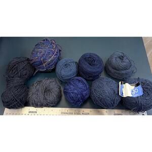 Lot 9 Balls Yarn Dark Blue Berroco Indigo Cotton Various Fibers Purple Navy